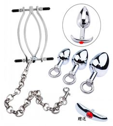 Labia Clips and Anal plug ring for Woman Clitoris Clamps Stainless Steel Gspot Massage Clitori Stimulator BDSM Vagina Clamp2589313
