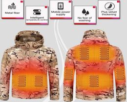 Outdoor TShirts Winter Electric Heating Jacket USB Smart Men Women Thick Heated Jackets Camouflage Hooded Heat Hunting Ski Suit8508044