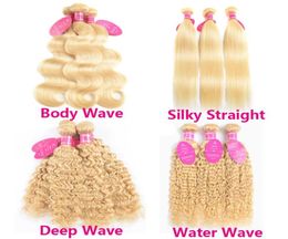 613 Blonde Bundles Brazilian Virgin Silky Straight Body Deep Natural Wave Human Hair Weave Water Wave Platinum Blonde Extensions 6518976