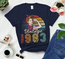 T-shirt Vintage 1983 Limited Edition Birthday Shirt 40th Birthday For Wife And Friends Short Sleeve Top Tees O Neck goth Drop Shipping