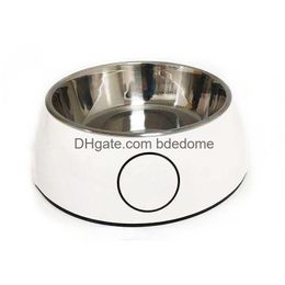 Designer Stainless Steel Dog Bowls No Mess Non Spill Water Bowl Rubber Base For Small And Medium Sized Food Dish Removable Pet Holder Dhixe