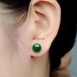 Stud Stud Natural Stone Studs for Women 8mm Luxury Round Beaded Earrings Design Copper Girls Ear Earring Birthday Gifts JewelrNew 240306