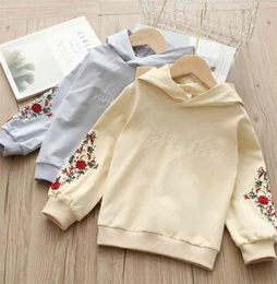 Baby Hooded Sweatshirt Spring Kid039s Clothes Children039s Long Sleeve Flower Embroidered Tops For Girls 2 6 8 10 12 Years 22090258