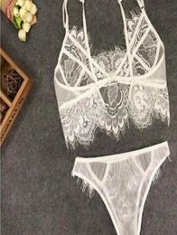 Women Separated Sleepwears Sexy Hollow Out Lace Bralet Bra Lace Lingerie Outfit and Pantie Sets Large Size Lace Underwear Suits1758036