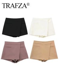 Shorts TRAFZA 2023 Autumn Women Fashion Culottes New Multiple Colours Sheath Short Pant Woman Chic Versatile Formal Style Female Shorts