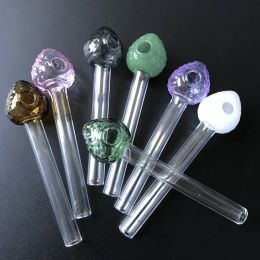 Strawberry Smoking Pipes Multicolor Pyrex Glass Oil Burner Pipes Straight Type Glass Pipes New Arrivals 10pcs SW42 LL
