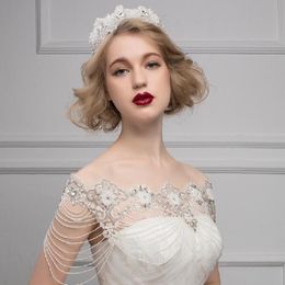 New High Quality Bride Shoulder Chain Bridal Crystals Lace Wraps Wedding Bridal fashion Necklace Jewelry Rhinestones Noble romance5800875