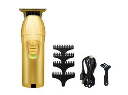 Fashion Metal Hair Clipper Electric Razor Men Steel Head Shaver Trimmer Gold Colour USB Charger9428140