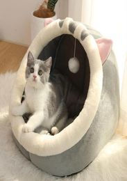Cat Beds Furniture Cute Bed Warm Pet Basket Cozy Kitten Lounger Cushion House Tent Very Soft Small Dog Mat Bag For Washable Cave8027137