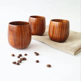 Japan style Wooden Tea Cup 5oz Natural Wood Wine Glasses 150ml Wooden Coffe Mugs Beer Juice Milk Cups ZZ