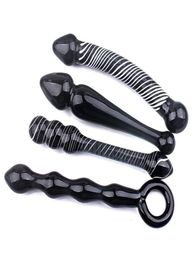 Black Crystal Anal Beads Glass Butt Plug Gay Sex toy Prostata Massage Vaginal Dildo Adult Sex Toys For Men Woman Y2004226980252