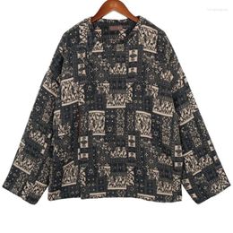 Women's Trench Coats QPFJQD Female Chinese Style Warm O-Neck Long Sleeve Print Floral Retro Clothes Women Plus Cotton Winter Spring Parkas