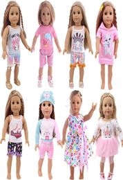 18-дюймовая кукла, летняя юбка, платье, футболка с единорогом, кукольная ткань для 18-дюймовой американской куклы, новинка 2021 года, 2018492