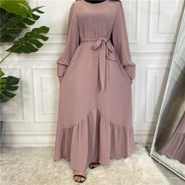 Ethnic Clothing Women Long Dress Islamic Arabic Abaya Malaysia Turkish Middle East Jilbab Caftan Eid Ramadan Dubai Muslim Maxi Robe Buttons