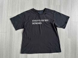 2023SS Modemarke ERD Slogan Lässiges schwarz gewaschenes Distressed Retro Spray Racing bedrucktes T-Shirt