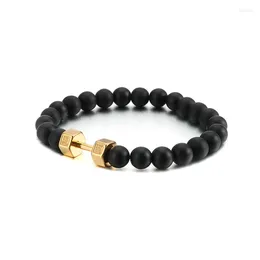 Link Bracelets Hip Hop Rock Stainless Steel Dumbbell Elastic Rope Bracelet For Men Punk Jewelry