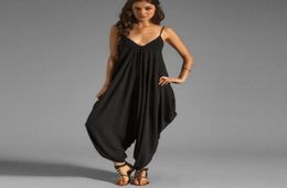 Summer Women V Neck Loose Baggy Fit Beach Off The Shoulder Party Jumpsuit Romper Harem Suit6415235