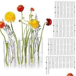 Vases Nordic Creative Glass Vase Clear Test Tube Shape Flower Indoor Outdoor Planter For Hydroponic Plants Desktop Decor 211214 Drop Dhmgd