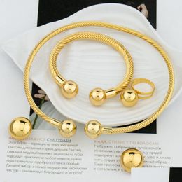 Wedding Jewelry Sets African Fashion Women Italian Gold Plated Rings Bracelet Earrings Necklace Pendant Dubai Party Gift 230608 Drop Dh6Ur