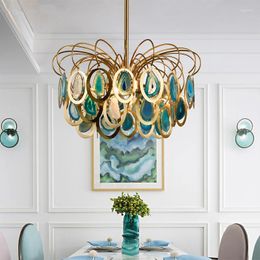 Chandeliers Modern Luxury Agate Nordic LED Light Ceiling Chandelier Lamp Decor Living Room Lighting Hanging BOUZ