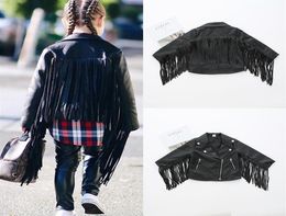 Spring Autumn girls PU jacket baby coat children fashion outwear kids streetwear faux leather long wing tassel 2 to 7 yrs272w6057584