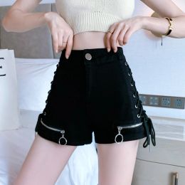 Jeans Women Designer Shorts Bandage Zipper Sexy Hot Girls Clubwear Harajuku Slender Denim Hipster Teenagers Summer Popular Allmatch