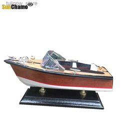 Decorative Objects Figurines Sunchamo Mediterranean Style Wooden Sailboat Model Ornaments Ocean Decoration Yacht Speedboat Handicraft Gift Accessories Modern