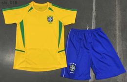 Soccer Jerseys Retro classic Brazil KIDS soccer jerseys RIVALDO R.CARLOS children Boys girls sets football shirtH240306