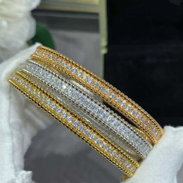 V Bracelet V-Gold Clover Full Diamond Bracelet Narrow Edition Advanced Hand Set Trendy Dewdrop Bracelet Exquisite and Fashionable