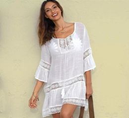 Women039s Swimwear Bamboo Summer Pareo Beach Cover Up Sexy Women Swimsuit Kaftan Dress Tunic White Beachwear Q3826041949