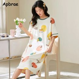 Dresses Plus Size 5xl Summer Girls Kawaii Women Nightgown Round Collar Fashion Homedress Soft Cotton Cat Printed Lingerie Night Gown