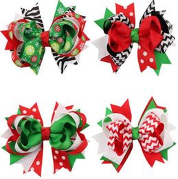 Xmas bow clip 45inch Christmas Design Hair Flowers Children Headwear Kids Hairpin Girls Hair Clips Baby Hair Accessories HD32963930917