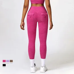 Women's Leggings High Waisted And Hip Lifting Yoga Pants Paired With Pockets Tight Fitting Sports Fitness