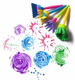 New Fashion 4PcsSet Drawing Toys Funny creative toys for kids diy flower Graffiti sponge Art Supplies Brushes Seal Painting Tool6218359