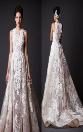 2017 Modern Dynamic Long Court Train Organza Lace Evening Dresses Krikor Jabotian High Neck Aline Formal Dresses Celebrity Evenin4870474