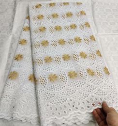 100 Cotton African Dry Lace Fabric white and gold Nigerian Lace Fabric 2019 High Quality Swiss Voile In Switzerland239E4644381