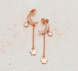 Stud Earrings Fashion Moon Star Tassel Pendant Charming Female Rose Gold Jewellery Exquisite Girl Accessories Gift3138937
