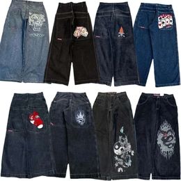 JNCO Y2K Jeans Baggy Vintage Bordado de Alta Qualidade Hip Hop Goth Streetwear Haruku Homens Mulheres Casual Calça Jeans Perna Larga