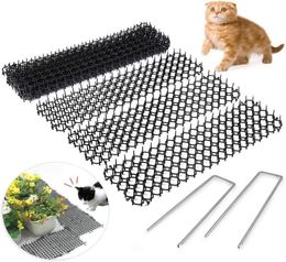 10Pcs 13cmx49cm Garden Prickle Strip Dig Stop Cat Repellent Deterrent Mat Spike Portable AntiCat Dog Outdoor Garden Supplies2619325