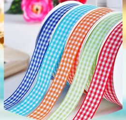 38mm Fashion Gingham Ribbons Polyester Scottish Tartan Plaid Ribbon 100 yardslot Gift Wrapping Wedding Sewing Crafts Packing Wove7441754