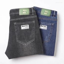 Men's Jeans Mens Fashion Autumn Stretch Classic Cotton Comfortable Straight Pants Male Brand Casual Denim Trousers Blue Grey