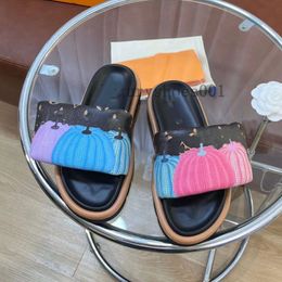 Luxury slipper Pool Pillow Comfort Embossed Mules designer sandal men women shoes copper deep blue triple black pink summer sandals beach slides 35-45 02