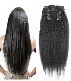 HL Brazilian Clip in Human Hair Extensions Kinky Straight Clip ins for African American 100Real Hair Clip in Extensions8444241