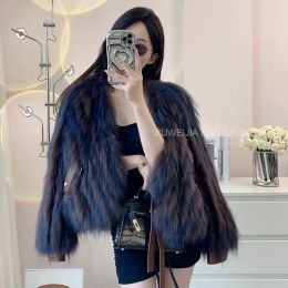 Fur Hot Sales 2023 New Fur Strip Sewed Toghter Short Style HighEnd Raccoon Fur Coat Young Fashion Winter Women's Jacket