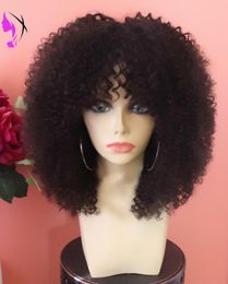 New style afro Kinky Curly Synthetic front wig heat resistant for Black Women short wig With bangs4217133