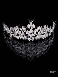 18027Clssic Hair Tiaras In Stock Cheap Diamond Rhinestone Wedding Crown Hair Band Tiara Bridal Prom Evening Jewellery Headpieces4520571