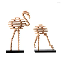 Decorative Figurines HXL Flamingo Wooden Craftwork Animal Sculpture Exhibition Hall Store Floor-Standing Decorations