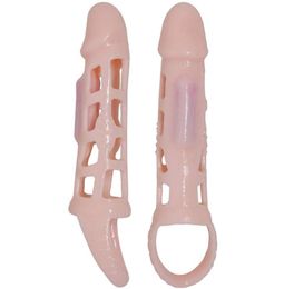 Silicone Mesh Penis Sleeve Vibrator Cock Rings Penis Extender Vibration Penis Enlargement Sex Toys For Men5073219