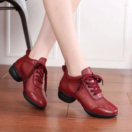 Boots XIHAHA Women Genuine Leather Dance Shoes Square Increase Sneakers Soft Sole Woman Modern