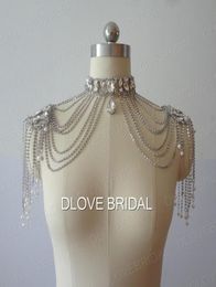Real Po Luxury Crystal Rhinestone Tassel Shawl Jacket Silver Bridal Wraps Bolero Wedding Dress Decoration Jewellery Accessory wit9269743